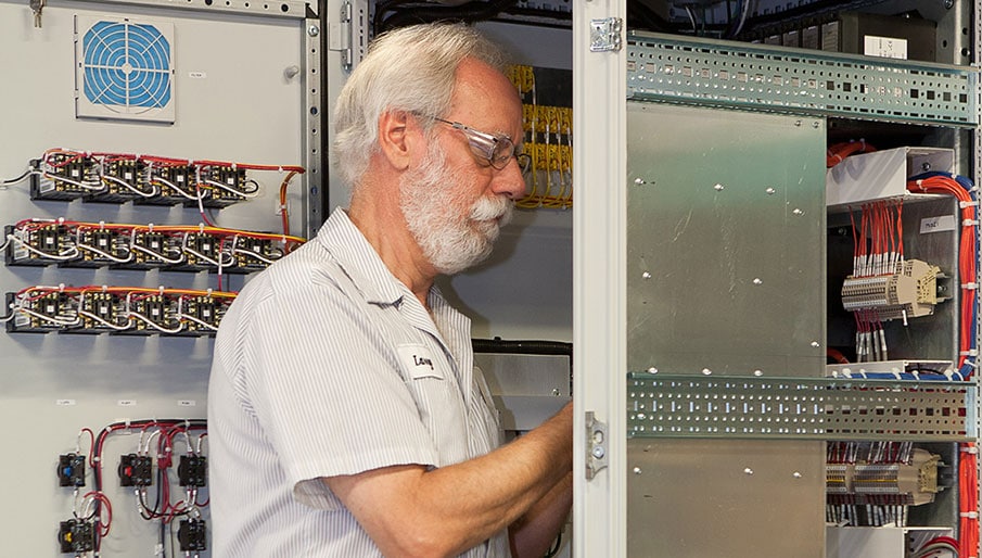 Electrical Technician Building a Control System Cabinet (Photo Courtesy Of Ryder Photography)